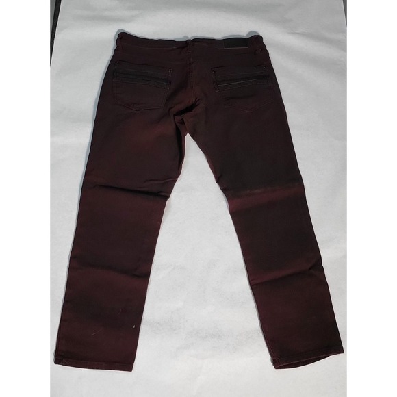 Y2K Fried Demin Streetwear Stretch Slim Colored Denim Jeans Burgundy Size 36 - Picture 2 of 10
